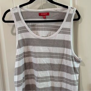 Guess Los Angeles Mens XL Striped Tank Top White Gray